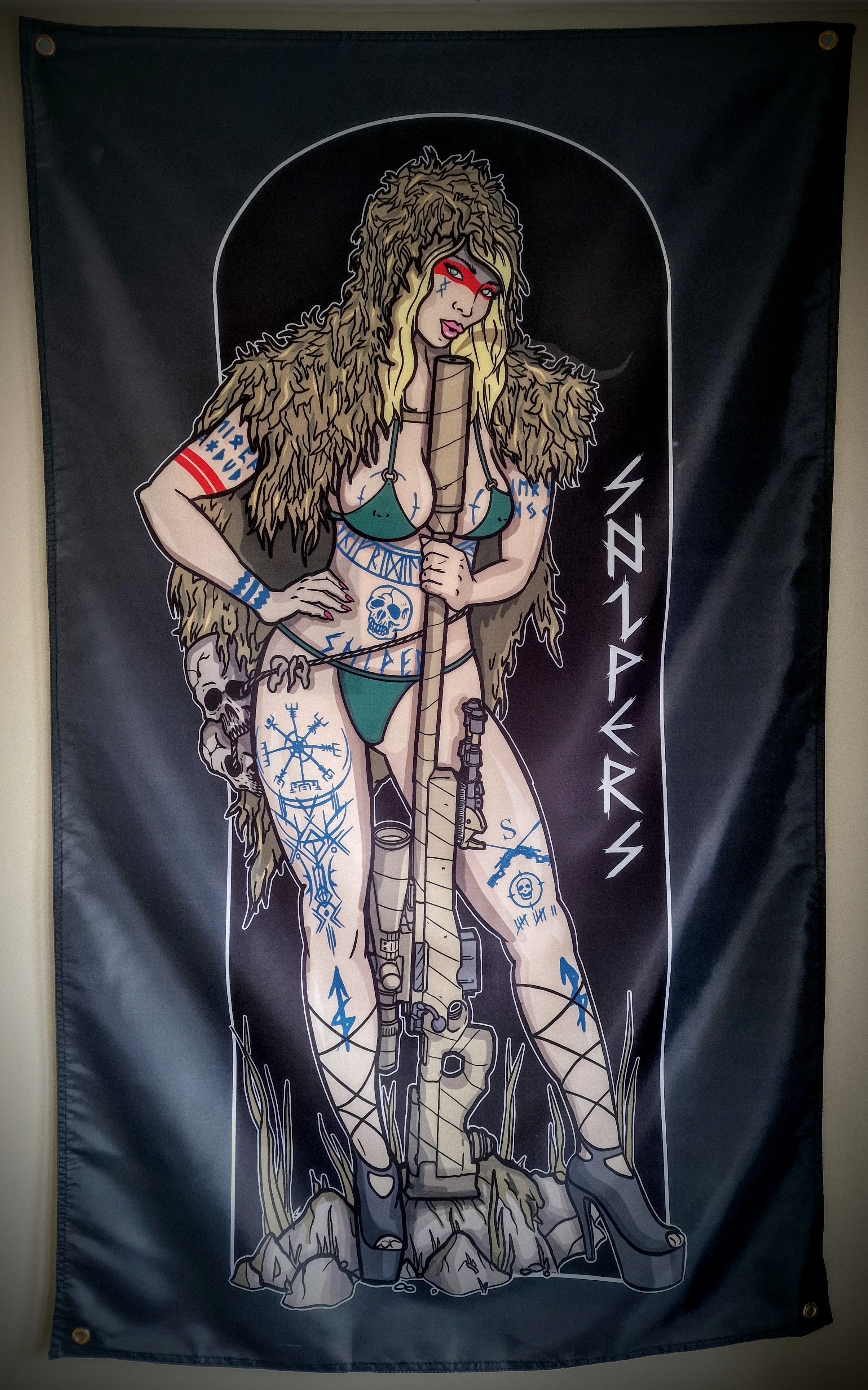 Sniper Pin-Up Girl Flag