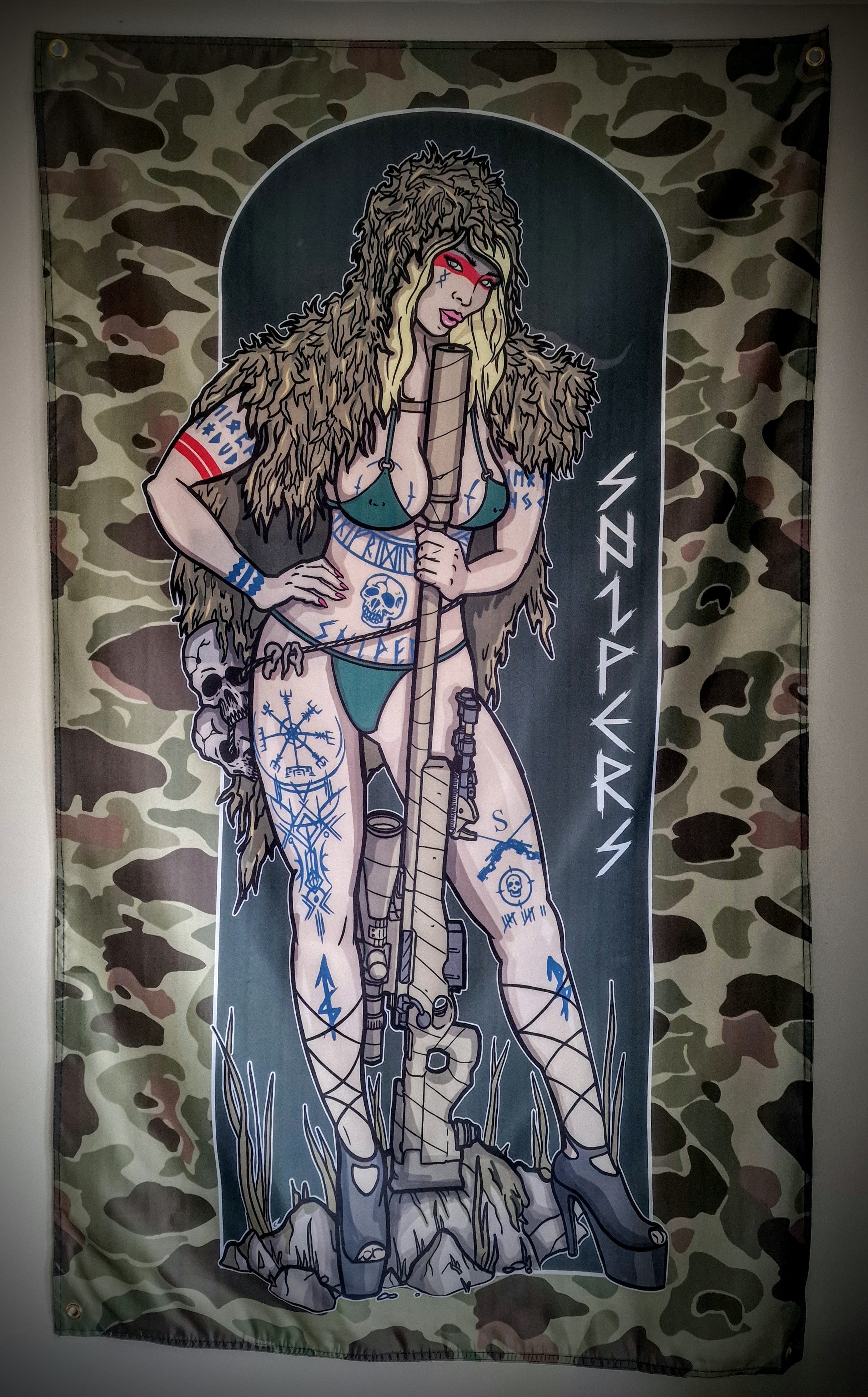 Sniper Pin-Up Girl Flag